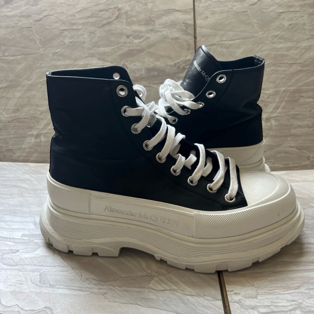 Alexander McQueen Black and White Platform Sneakers